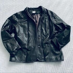 Chico’s brown faux leather jacket